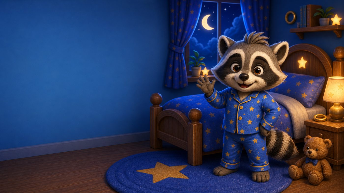 Rocky the Raccoon ready for another bedtime task